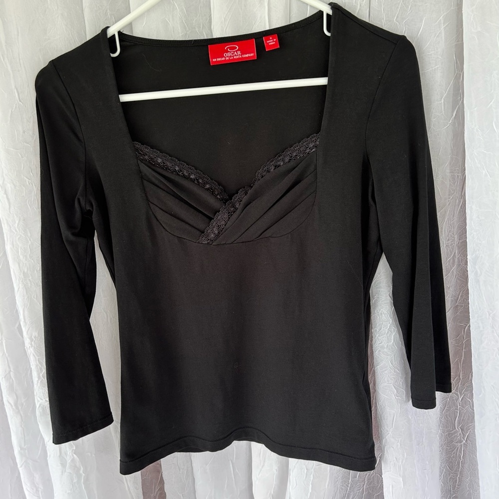 Oscar de la Renta knit shirt, Size S in black